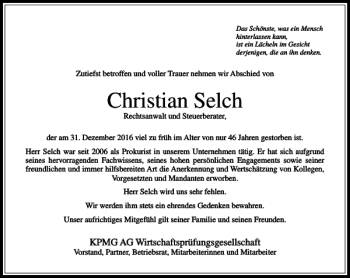 Traueranzeige von Christian Selch von Frankfurter Allgemeine Zeitung