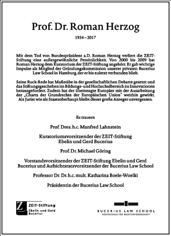 Traueranzeige von Prof.dr.roman Herzog von Frankfurter Allgemeine Zeitung