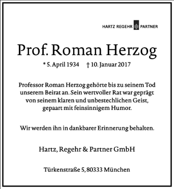 Traueranzeige von Prof.roman Herzog von Frankfurter Allgemeine Zeitung