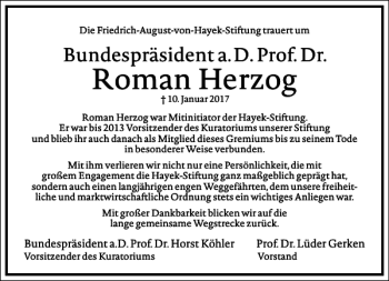 Traueranzeige von Roman Herzog von Frankfurter Allgemeine Zeitung