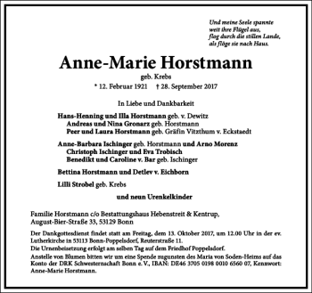 Traueranzeige von Anne-Marie Horstmann von Frankfurter Allgemeine Zeitung