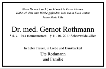 Traueranzeige von Dr. med. Gernot Rothmann von Frankfurter Allgemeine Zeitung