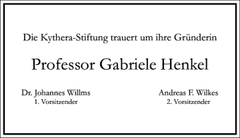 Traueranzeige von Professor Gabriele Henkel von Frankfurter Allgemeine Zeitung