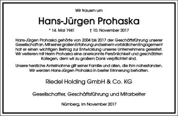 Traueranzeige von Hans-Jürgen Prohaska von Frankfurter Allgemeine Zeitung