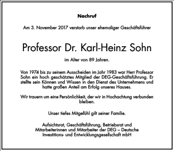 Traueranzeige von Professor Dr. Karl-Heinz von Frankfurter Allgemeine Zeitung