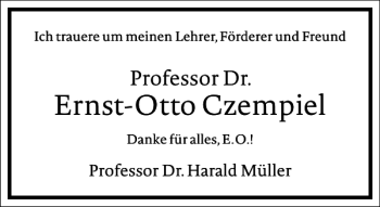 Traueranzeige von Ernst-Otto Czempiel von Frankfurter Allgemeine Zeitung