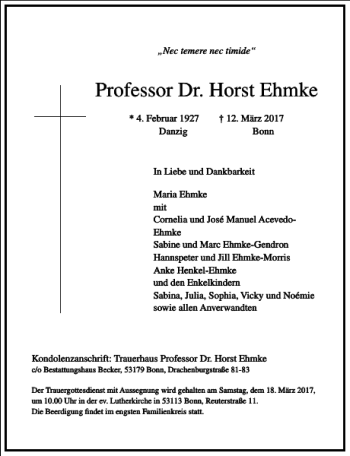 Traueranzeige von Professor Dr. Horst Ehmke von Frankfurter Allgemeine Zeitung
