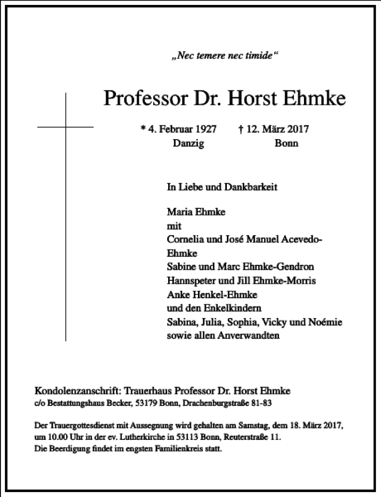  Traueranzeige für Professor Dr. Horst Ehmke vom 15.03.2017 aus Frankfurter Allgemeine Zeitung