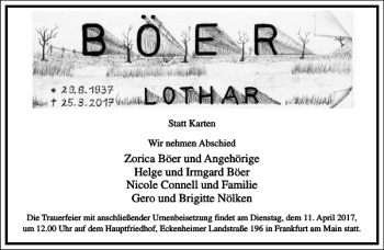 Traueranzeige von Lothar Böer von Frankfurter Allgemeine Zeitung