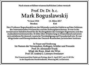 Traueranzeige von Mark Boguslawskij von Frankfurter Allgemeine Zeitung
