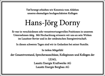 Traueranzeige von Hans-Jörg Dorny von Frankfurter Allgemeine Zeitung