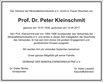 Traueranzeige von Prof. Dr. Peter Kleinschmit von Frankfurter Allgemeine Zeitung