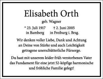 Traueranzeige von Elisabeth Orth von Frankfurter Allgemeine Zeitung