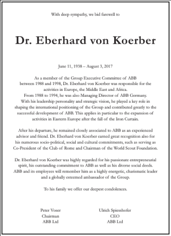 Traueranzeige von Dr. Eberhard von Koerber von Frankfurter Allgemeine Zeitung