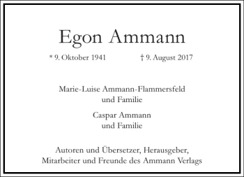 Traueranzeige von Egon Ammann von Frankfurter Allgemeine Zeitung