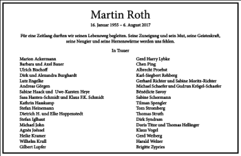 Traueranzeige von Martin Roth von Frankfurter Allgemeine Zeitung