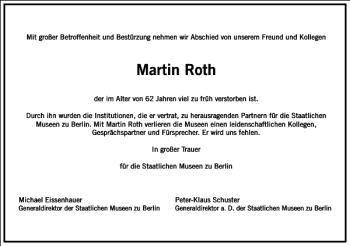 Traueranzeige von Martin Roth von Frankfurter Allgemeine Zeitung