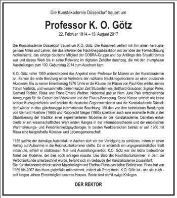 Traueranzeige von Professor K. O. Götz von Frankfurter Allgemeine Zeitung