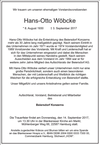 Traueranzeige von Hans-Otto Wöbcke von Frankfurter Allgemeine Zeitung