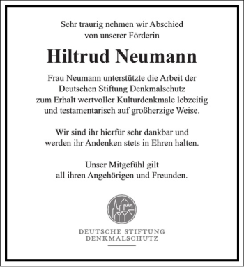 Traueranzeige von Hiltrud Neumann von Frankfurter Allgemeine Zeitung