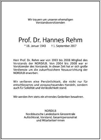 Traueranzeige von Prof. Dr. Hannes Rehm von Frankfurter Allgemeine Zeitung