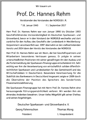 Traueranzeige von Prof. Dr. Hannes Rehm von Frankfurter Allgemeine Zeitung