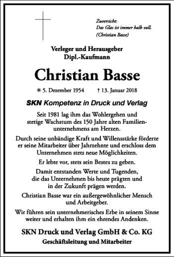Traueranzeige von Christian Basse von Frankfurter Allgemeine Zeitung