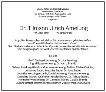 Traueranzeige von Dr. Tilmann Ulrich Amelung von Frankfurter Allgemeine Zeitung