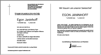 Traueranzeige von Egon Janinhoff von Frankfurter Allgemeine Zeitung