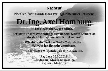 Traueranzeige von Dr. Ing. Axel Homburg von Frankfurter Allgemeine Zeitung