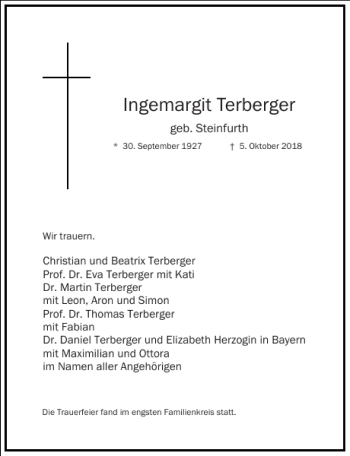 Traueranzeige von Ingemargit Terberger von Frankfurter Allgemeine Zeitung