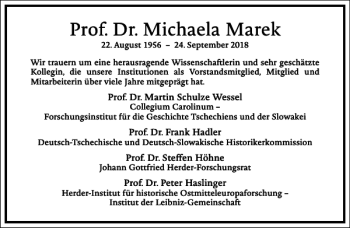 Traueranzeige von Prof. Dr. Michaela Marek von Frankfurter Allgemeine Zeitung