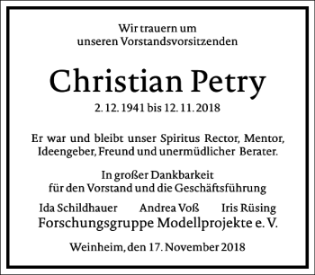 Traueranzeige von Christian Petry von Frankfurter Allgemeine Zeitung