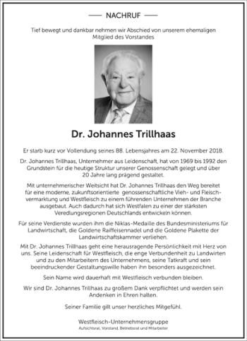 Traueranzeige von Dr. Johannes Trillhaas von Frankfurter Allgemeine Zeitung