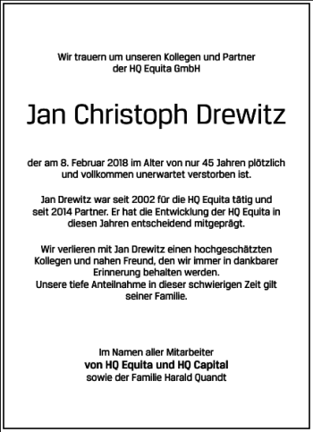 Traueranzeige von Jan Christoph Drewitz von Frankfurter Allgemeine Zeitung