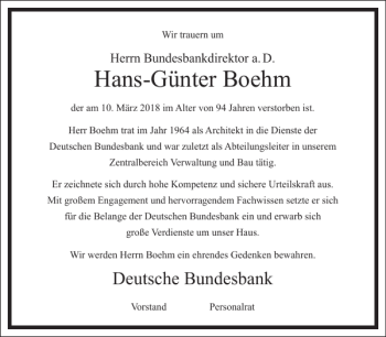 Traueranzeige von Hans-Günter Boehm von Frankfurter Allgemeine Zeitung