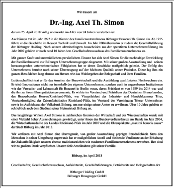 Traueranzeige von Dr.-Ing. Axel Th. Simon von Frankfurter Allgemeine Zeitung