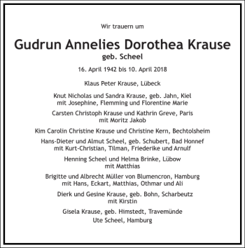 Traueranzeige von Gudrun Annelies Dorothea Krause von Frankfurter Allgemeine Zeitung