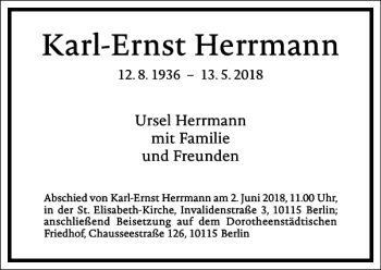 Traueranzeige von Karl-Ernst Herrmann von Frankfurter Allgemeine Zeitung