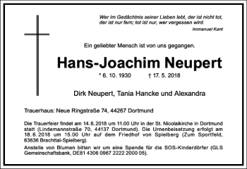 Traueranzeige von Hans-Joachim Neupert von Frankfurter Allgemeine Zeitung