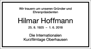 Traueranzeige von Hilmar Hoffmann von Frankfurter Allgemeine Zeitung