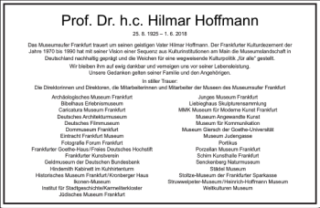 Traueranzeige von Prof. Dr. h. c. Hilmar Hoffmann  von Frankfurter Allgemeine Zeitung