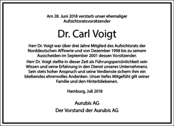 Traueranzeige von Dr. Carl Voigt von Frankfurter Allgemeine Zeitung