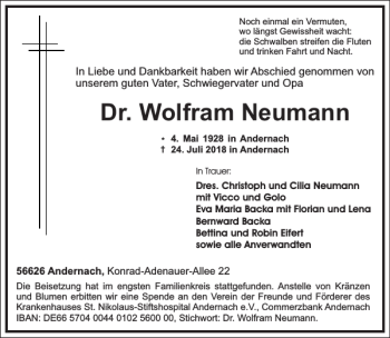 Traueranzeige von Dr. Wolfram Neumann von Frankfurter Allgemeine Zeitung