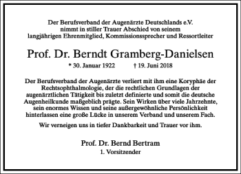 Traueranzeige von Prof. Dr. Berndt Gramberg-Danielsen von Frankfurter Allgemeine Zeitung