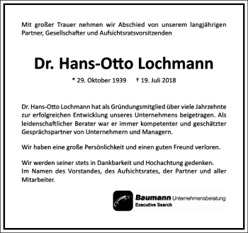 Traueranzeige von Dr. Hans-Otto Lochmann von Frankfurter Allgemeine Zeitung