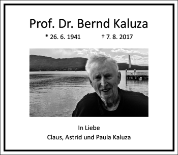 Traueranzeige von Prof. Dr. Bernd Kaluza von Frankfurter Allgemeine Zeitung