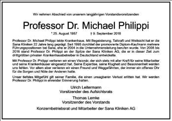 Traueranzeige von Professor Dr. Michael Philippi von Frankfurter Allgemeine Zeitung