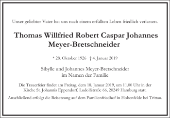 Traueranzeige von Thomas Willfried Robert Caspar Johannes Meyer-Bretschneider  von Frankfurter Allgemeine Zeitung