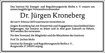 Traueranzeige von Dr. Jürgen Kroneberg von Frankfurter Allgemeine Zeitung